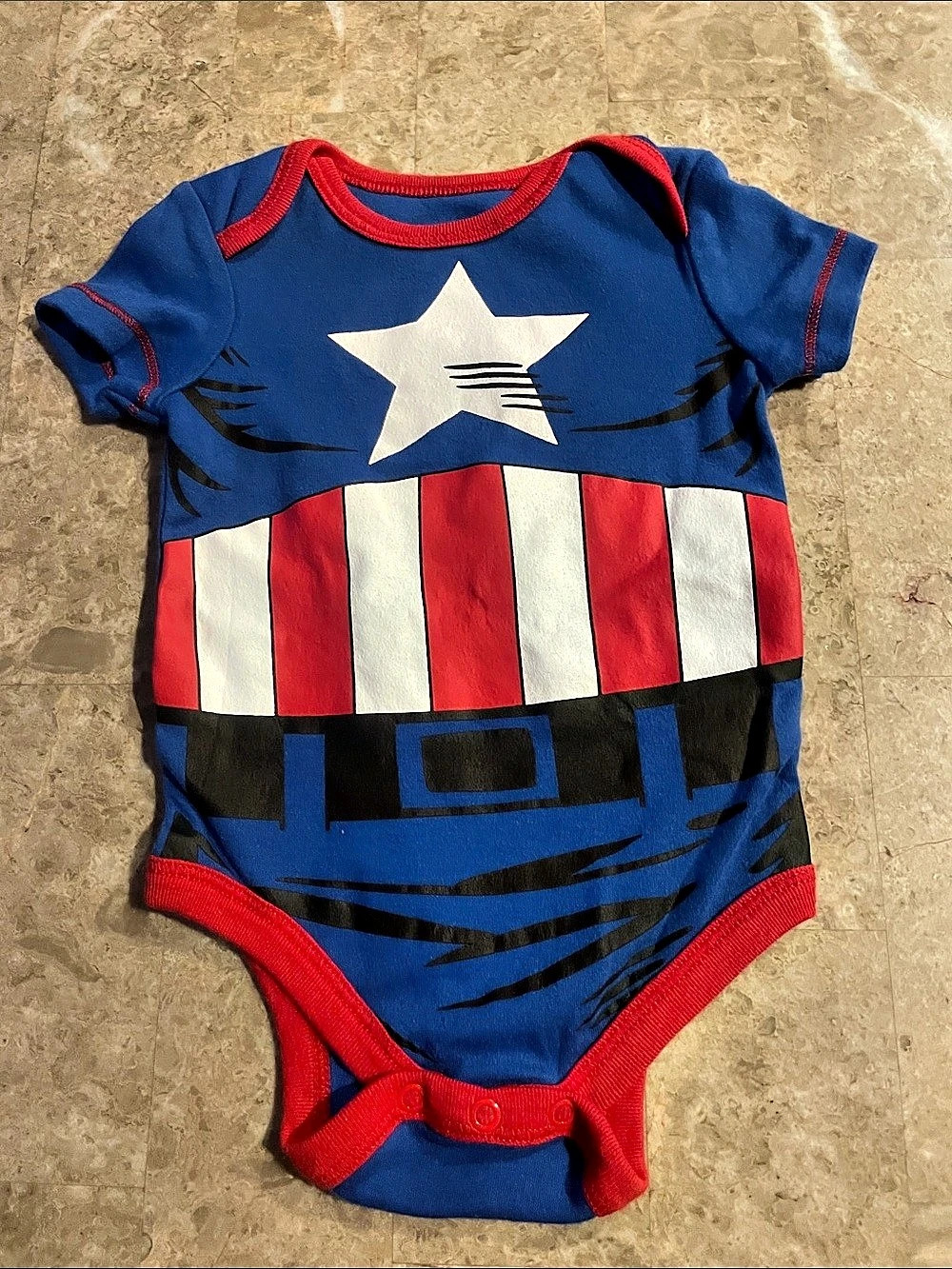 Halloween Marvel Captain America onesie Blue & Red Baby 0-3M